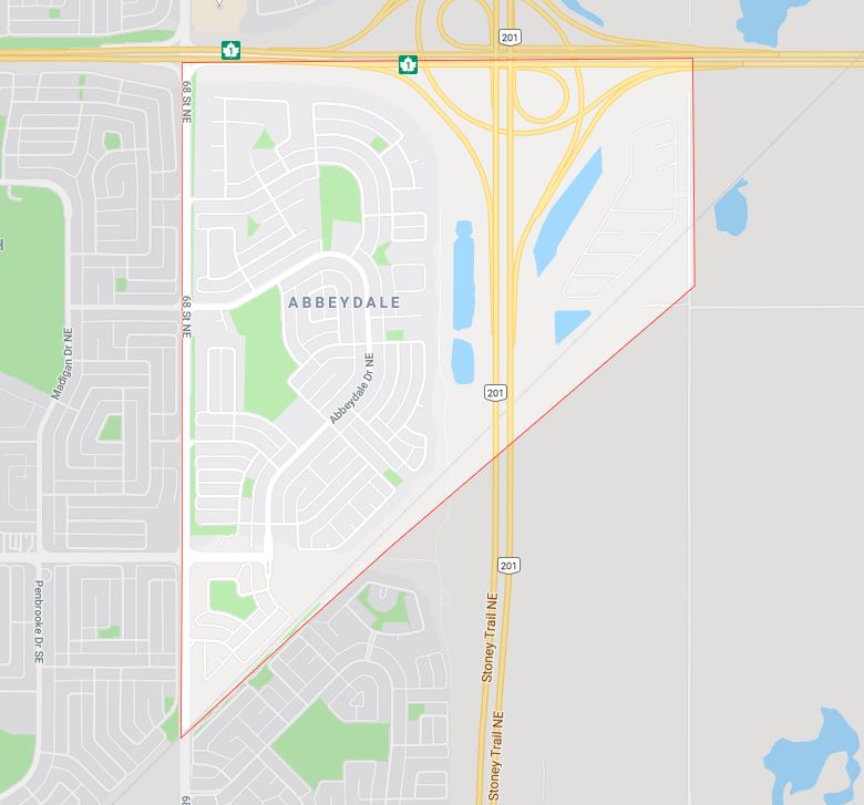 Google Map of Abbeydale, Calgary, AB