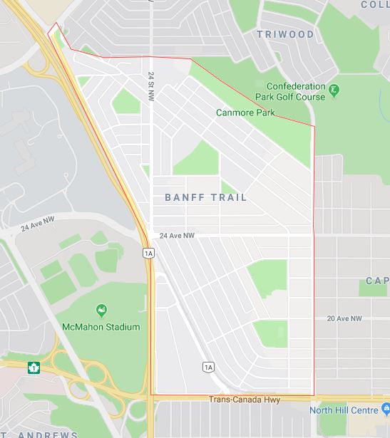 Google Map of Banff_Trail, Calgary, AB