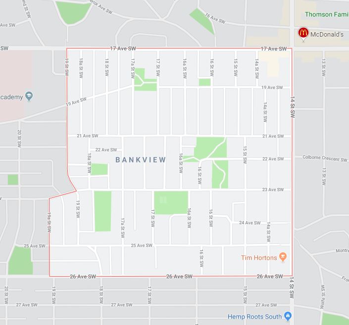 Google Map of Bankview, Calgary, AB