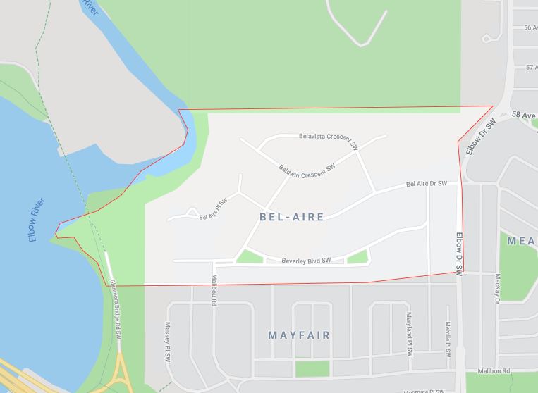 Google Map of Bel-Aire, Calgary, AB