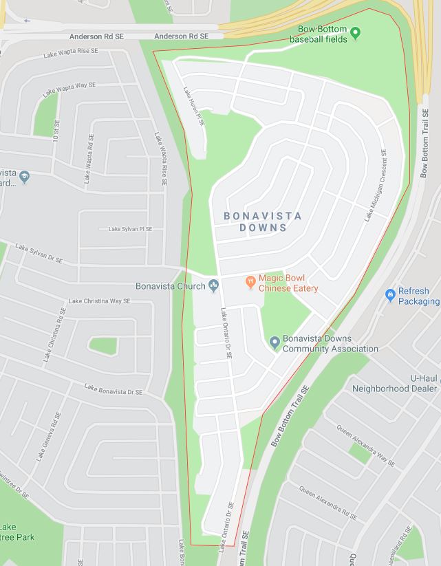Google Map of Bonavista_Downs, Calgary, AB