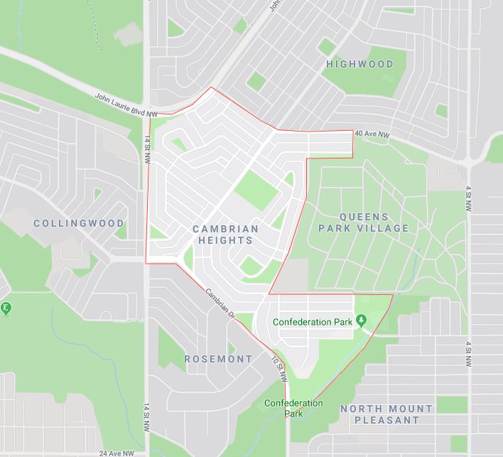 Google Map of Cambrian_Heights, Calgary, AB