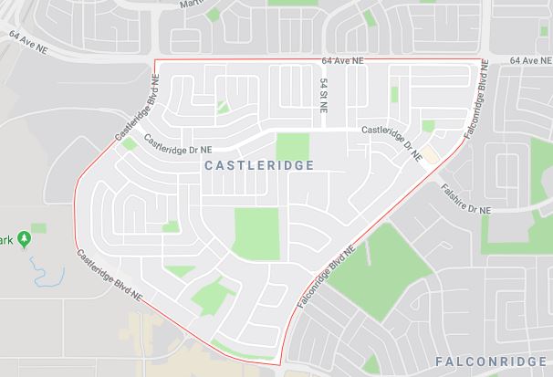 Google Map of Castleridge, Calgary, AB