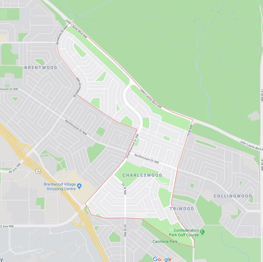 Google Map of Charleswood, Calgary, AB
