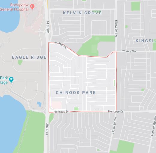 Google Map of Chinook Park, Calgary, AB