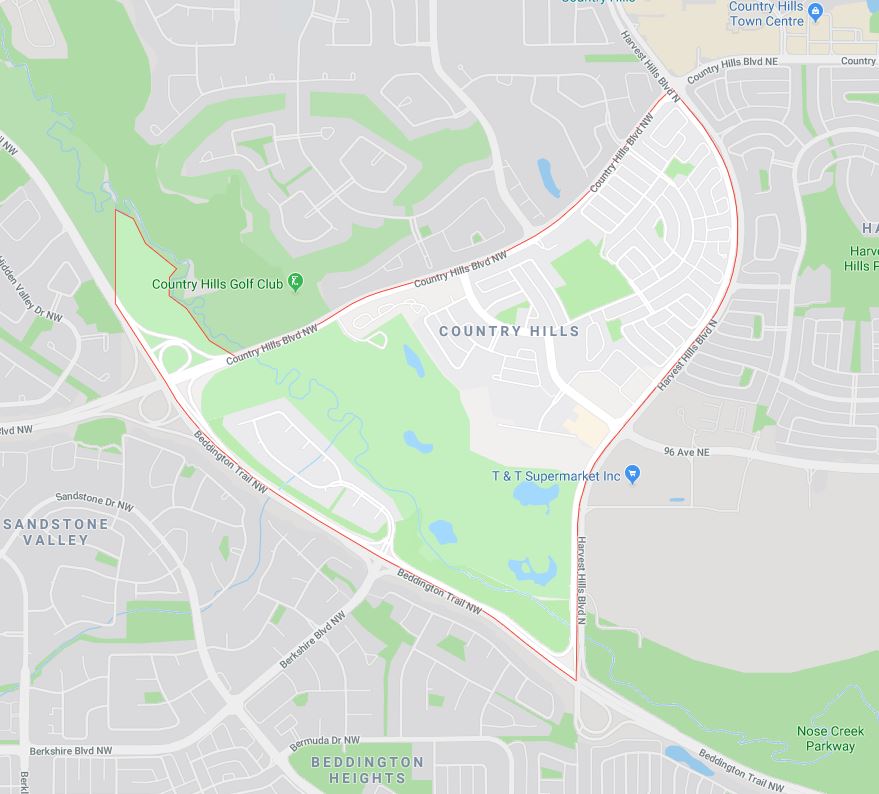 Google Map of Country_Hills, Calgary, AB