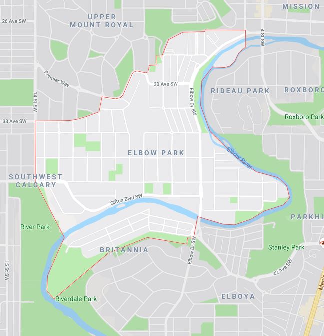 Google Map of Elbow_Park, Calgary, AB