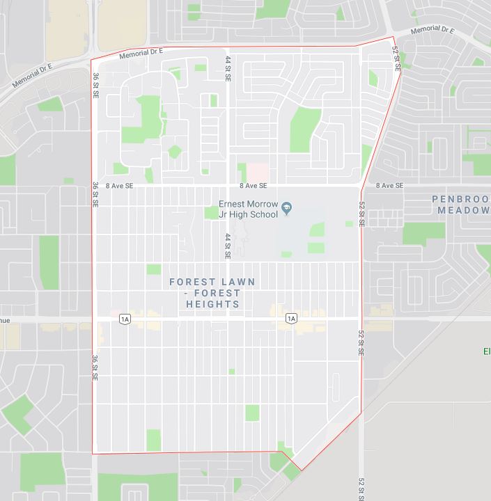 Google Map of Forest_Lawn_Forest_Heights, Calgary, AB