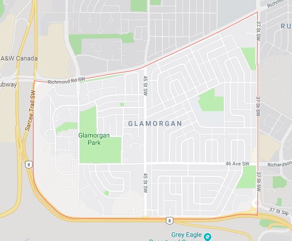 Google Map of Glamorgan, Calgary, AB