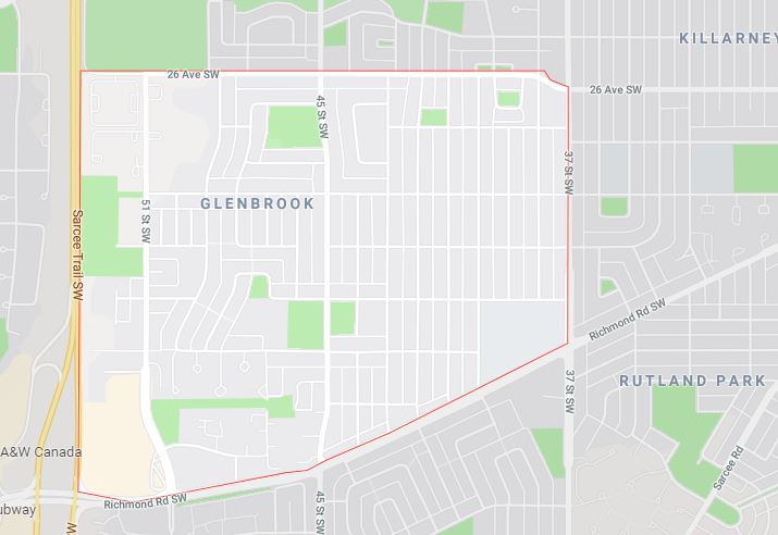 Google Map of Glenbrook, Calgary, AB