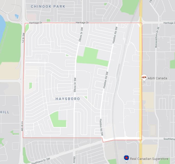 Google Map of Haysboro, Calgary, AB