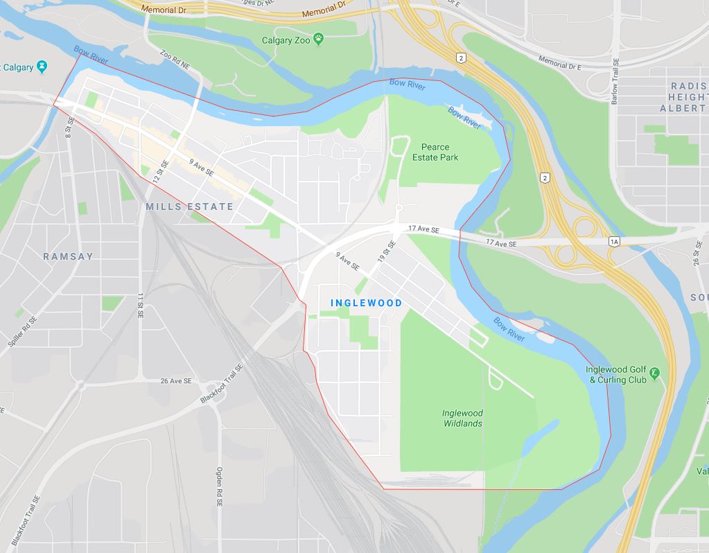 Google Map of Inglewood, Calgary, AB