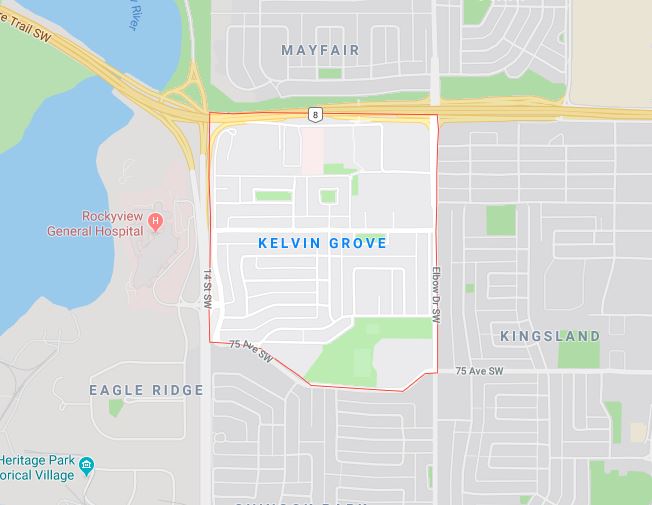 Google Map of Kelvin Grove, Calgary, AB