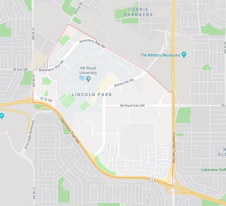 Google Map of Lincoln Park, Calgary, AB