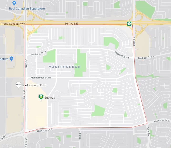 Google Map of Marlborough, Calgary, AB