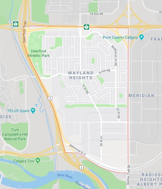 Google Map of Mayland Heights, Calgary, AB