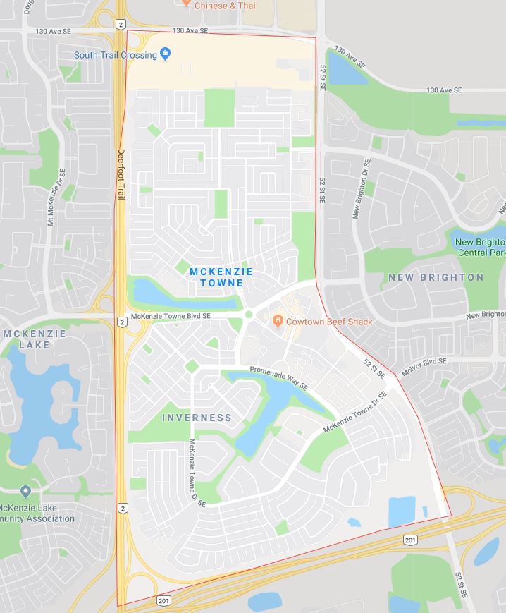 Google Map of McKenzie_Towne, Calgary, AB