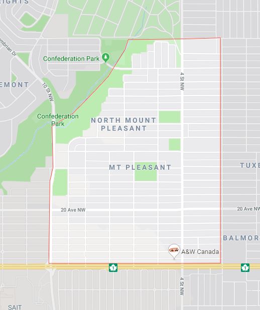 Google Map of Mount_Pleasant, Calgary, AB