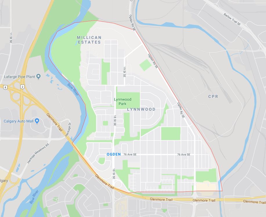 Google Map of Ogden, Calgary, AB