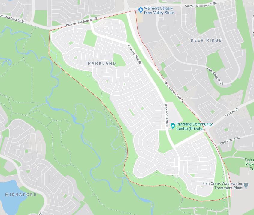 Google Map of Parkland, Calgary, AB
