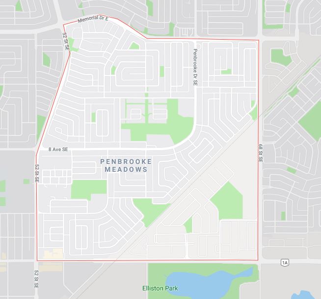 Google Map of Penbrooke_Meadows, Calgary, AB