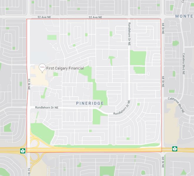 Google Map of Pineridge, Calgary, AB