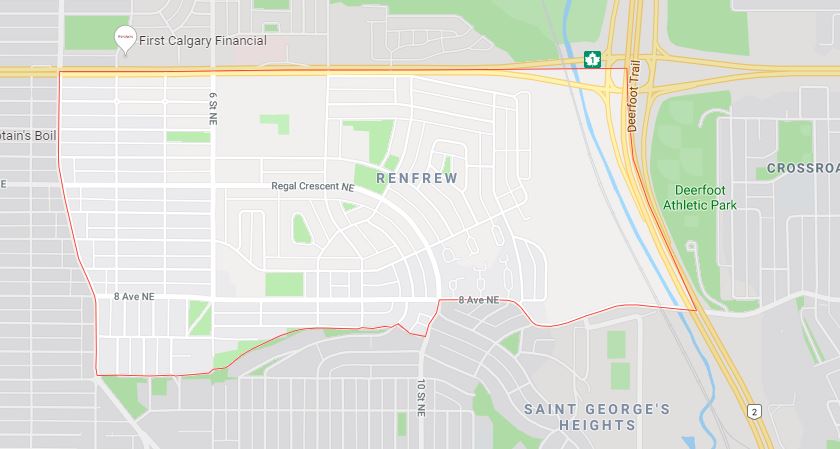Google Map of Renfrew, Calgary, AB