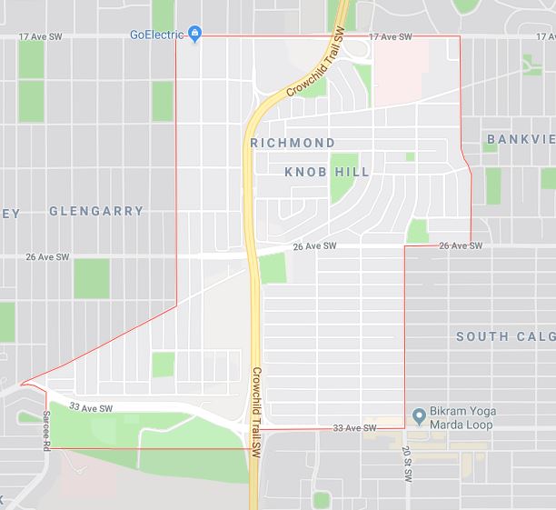 Google Map of Richmond_Knob_Hill, Calgary, AB
