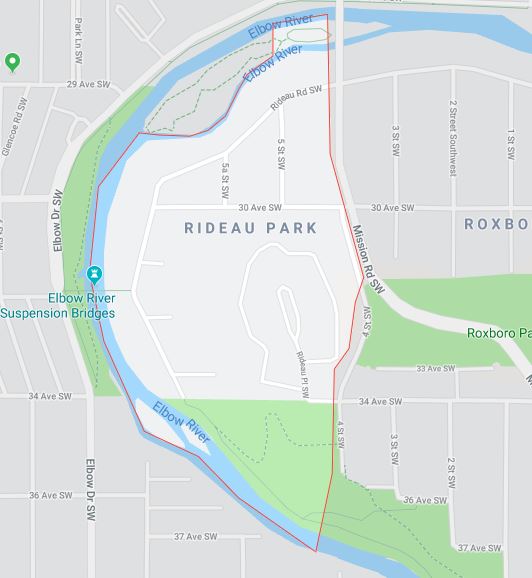 Google Map of Rideau Park, Calgary, AB