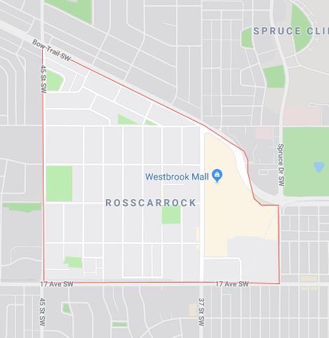 Google Map of Rosscarrock, Calgary, AB