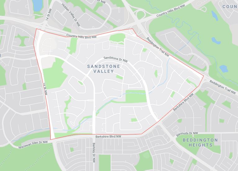 Google Map of Sandstone_Valley, Calgary, AB