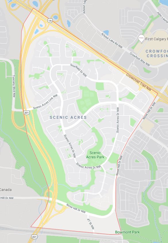 Google Map of Scenic_Acres, Calgary, AB
