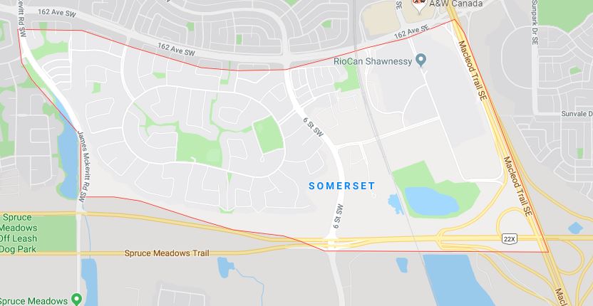 Google Map of Somerset, Calgary, AB