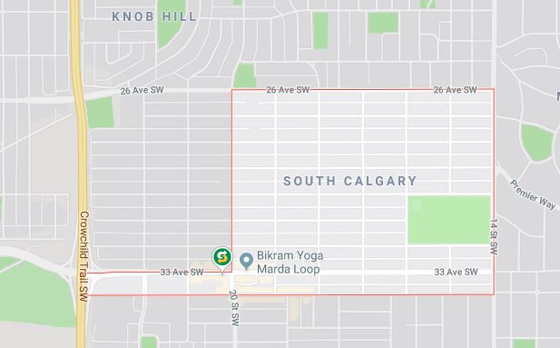 Google Map of South Calgary, Calgary, AB