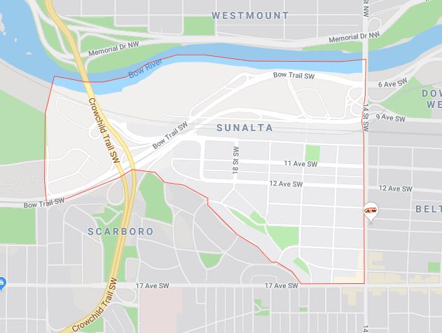 Google Map of Sunalta, Calgary, AB