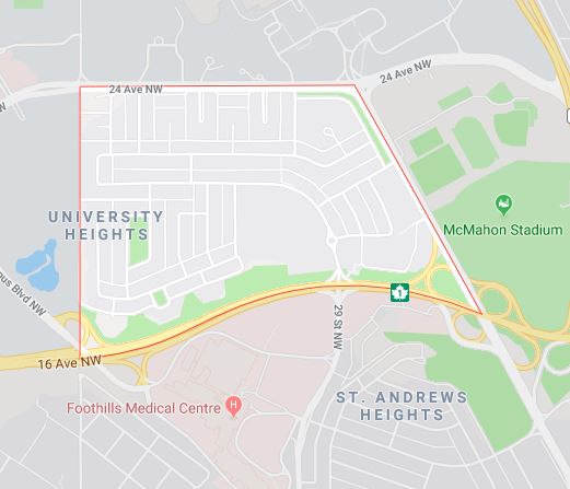 Google Map of University_Heights, Calgary, AB