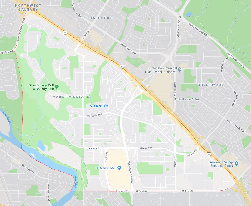 Google Map of Varsity, Calgary, AB