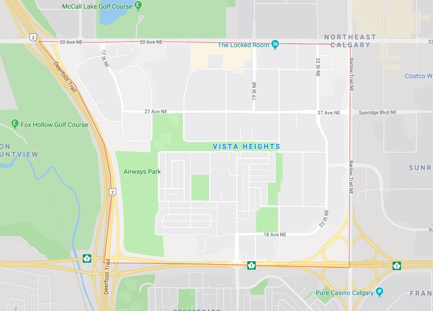 Google Map of Vista_Heights, Calgary, AB