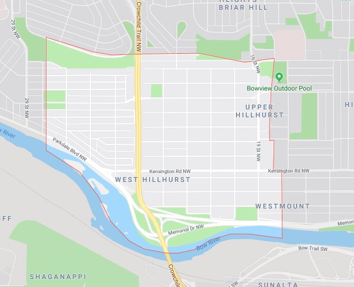 Google Map of West_Hillhurst, Calgary, AB
