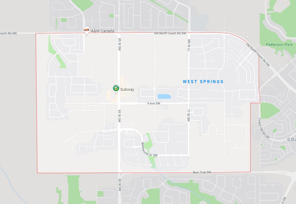 Google Map of West_Springs, Calgary, AB
