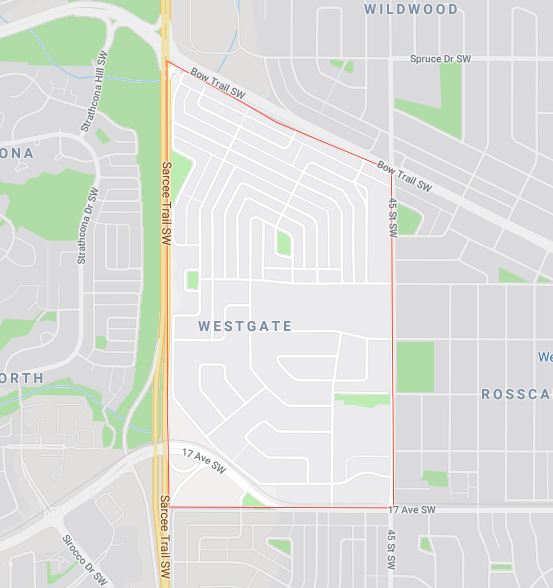 Google Map of Westgate, Calgary, AB