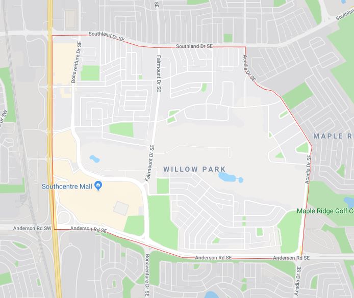 Google Map of Willow_Park, Calgary, AB