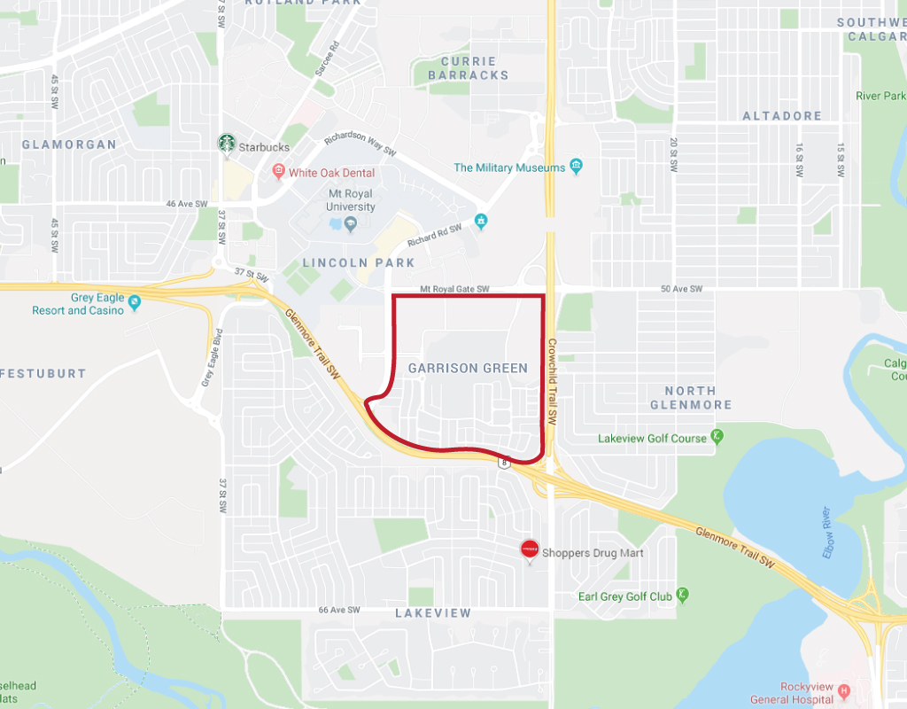 Google Map of Garrison Green, Calgary, AB