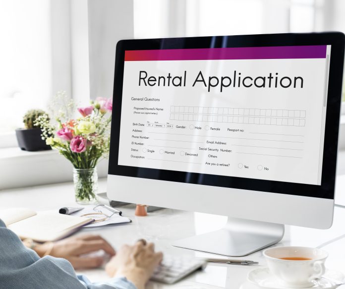 Rental application open on a desktop computer